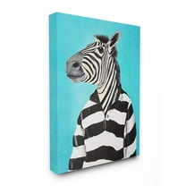 The Stupell Home Decor Collection Zebra In A Striped Shirt Portrait Canvas Wall Art
