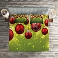 thumbnail image 2 of Ambesonne Christmas Quilted Coverlet 3 Pcs, New Year Design Party, King Size, Green Red, 2 of 2