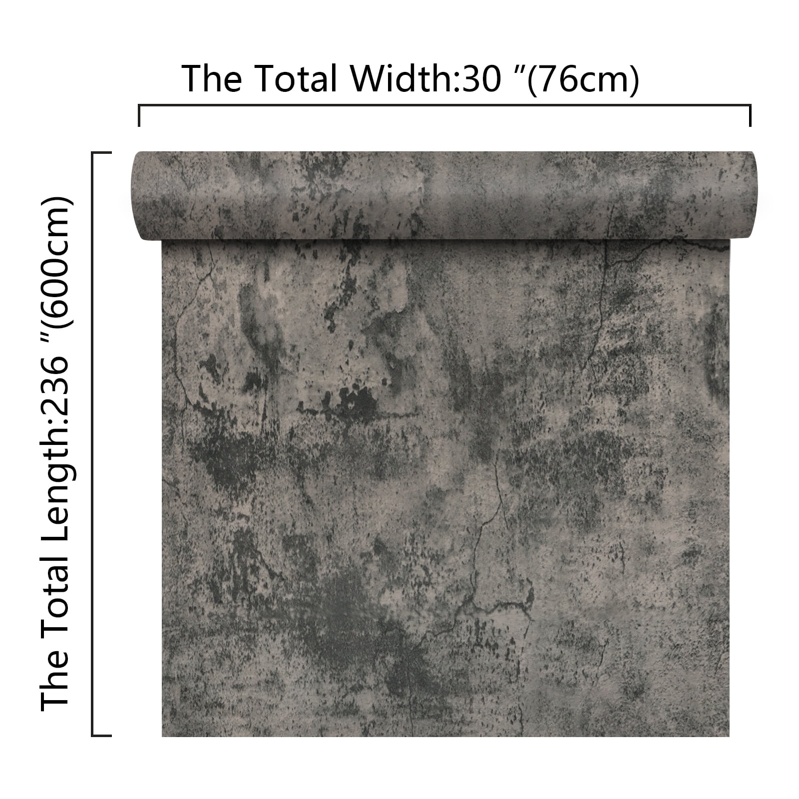 Faux Concrete Peel and Stick Wallpaper Dark Grey Removable Textured Wallpaper 30"x236" Self Adhesive Cement Wallpaper Waterproof Vinyl Roll for Bedroom Kitchen Backsplash Counter