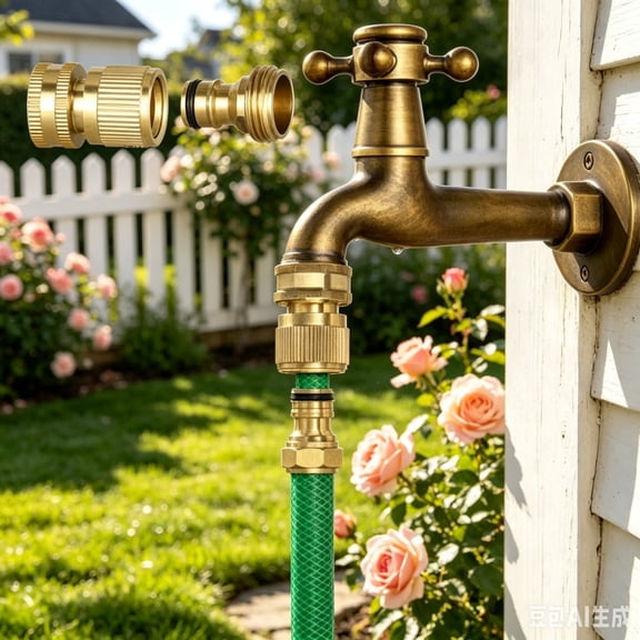 Garden Hose Quick Connector, Solid Brass 3/4 Inch GHT Thread Garden Quick Connect Kit, Male and Female No-Leak Water Hose Fittings (1 Set)