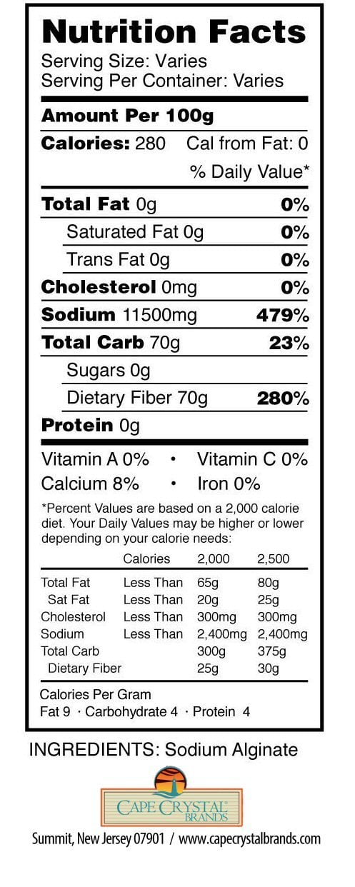 Cape Crystal Brands Sodium Alginate Powder for Chefs and Cooks, 16-oz