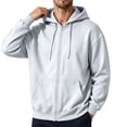 thumbnail image 2 of UDAUDU Mens Casual Cotton Hooded Jackets Collar Drawstring Zip Up Hoodies 2026 Fall Fashion Pullover Sweatshirts Long Sleeve Shirts Light Gray 2XL, 2 of 8