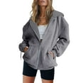 thumbnail image 2 of Turilly Women's Plus Size Clothes Women Casual Hooded Neck Long Sleeve Loose Regular Blouse Tops and Shorts Set, 2 of 7
