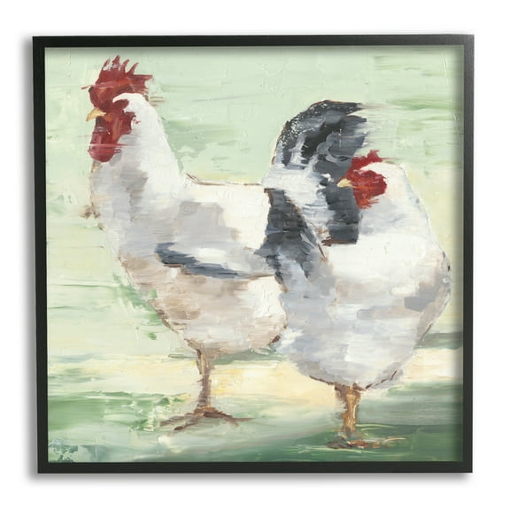 Stupell Industries Farmhouse Chickens Hens Painting Animals & Insects Painting Black Framed Art Print Wall Art