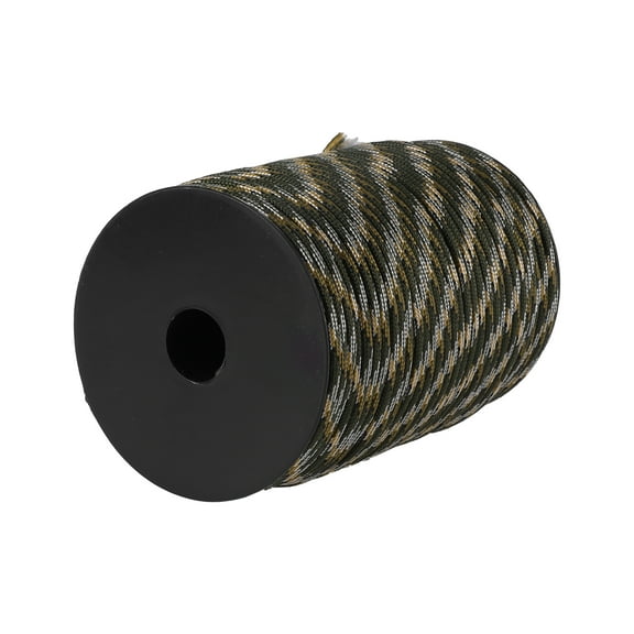 Unique Bargains Tent Rope Outdoor Camping Guylines Ropes 9 Core 4mm Paracord 100m Camouflage Green