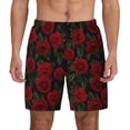 thumbnail image 2 of Picia Rose pattern Mens Swim Trunks with Compression Liner Stretch Beach Shorts Quick Dry with Zipper Pockets No-Chafing Board Shorts-XX-Large, 2 of 9
