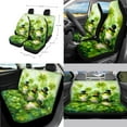 thumbnail image 2 of Renewold Car Seat Cover Set 14 PCS, Steering Wheel Seat Belt Rear View Mirror Gear Shift Knob Center Console Cover Coaster Trash Can for St. Patrick's Day Decor, Frog Leprechaun Hat Green Clover, 2 of 7