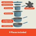 thumbnail image 2 of 9 count Ceramic Nonstick Cookware Set, Fits-anywhere(TM) Kitchenware w EverGood(TM) Coating, Dishwasher & Oven Safe,  Stovetops Compatible, Stackable Design, Cool  Handles, Surf, 2 of 6