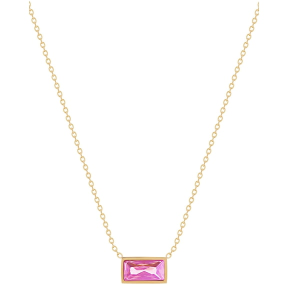 Pink Gem Choker Necklace In 18K Gold Plated Stainless Steel