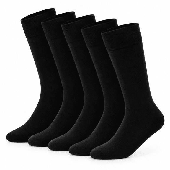 FLORNIX Men's Seamless Bamboo Dress Socks - 4 Pack - Breathable Casual Soft Crew Business Solid - Sock Size 10-13 Shoe 9-12 L Black