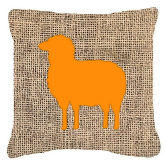 Carolines Treasures  Sheep Burlap And Orange Indoor & Outdoor Fabric Decorative Pillow - Orange