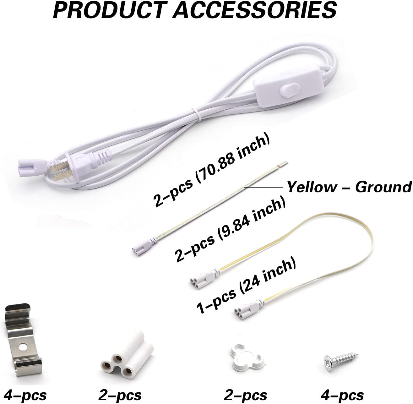 JJEAN-LED Shop Light Fixture, 12 Inch 5W, 580LM, Frosted Cover, 6500K, T5 Integrated Tube Light, Hight Output, Brighter White, LED Tube Light for Garage, Warehouse, Plug and Play (Pack of 2)