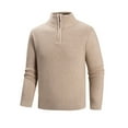 thumbnail image 2 of Men's Cotton Knit Sweater 1/4 Zip Pullover Fall Winter Casual Long Sleeve Heavyweight Thermal Jumper Tops (2XL, Khaki), 2 of 6