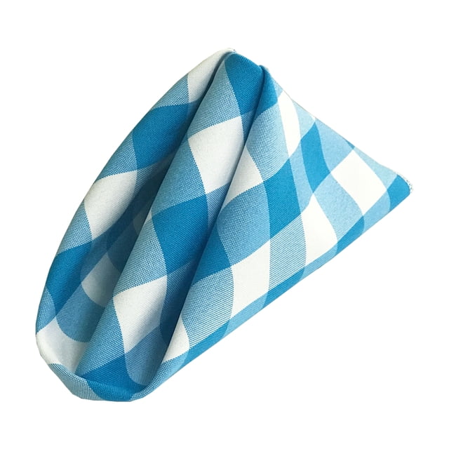 Servilletas LA Linen Paquete de 10 cuadros vichy 45 x 45 cm blanco y turquesa