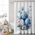 thumbnail image 5 of Easter Shower Curtain Easter Egg Shower Curtains for Bathroom Decor, Waterproof Polyester Shower Curtain Set with Hooks, Extra Long 72" x 78" Blue White Flowers, 5 of 9