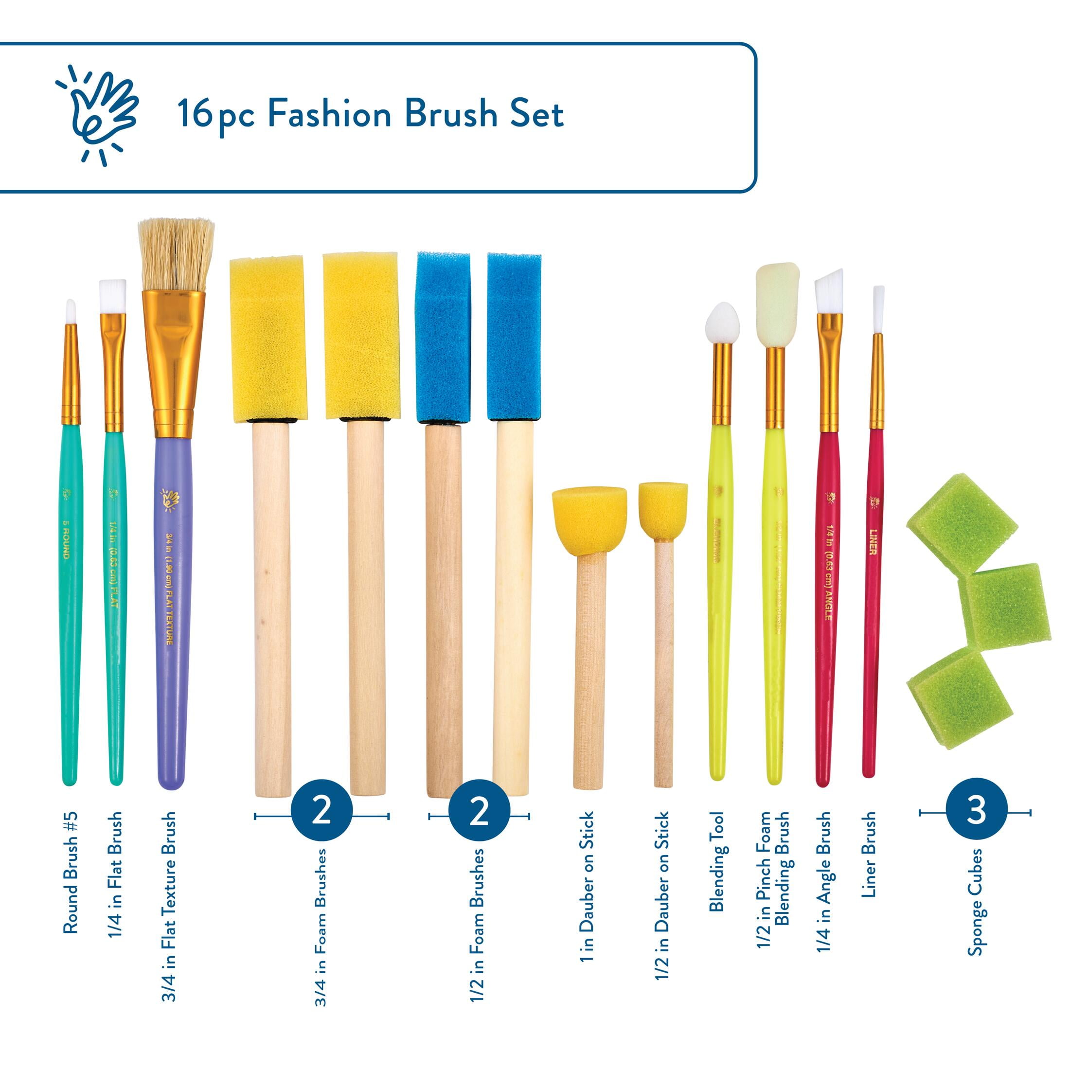 (2 pack) Hello Hobby Fashion Art Assorted Paintbrush Set, 16 Piece