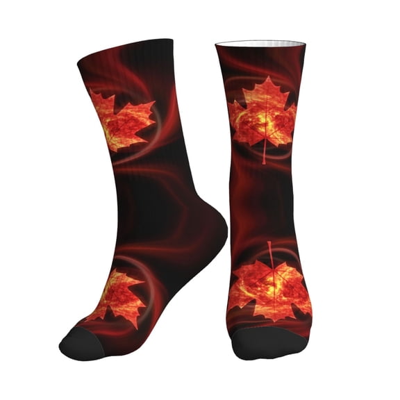 Women's Men's Canada Maple Leaf Art Print Colorful Novelty Pattern Crew Athletic Socks