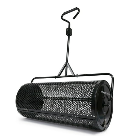 Compost Spreader 36 Inch Towable Peat Moss Spreader with Installation Support Accessories, Metal Mesh Roller Lawn Spreader for Top Soil, Manure, Mulch, Top Dressing - Garden spreaders for lawns