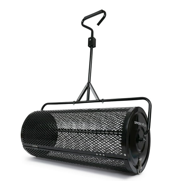 Compost Spreader 36 Inch Towable Peat Moss Spreader with Installation Support Accessories, Metal Mesh Roller Lawn Spreader for Top Soil, Manure, Mulch, Top Dressing - Garden spreaders for lawns