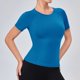 thumbnail image 2 of Camiseta de Manga Corta de Yoga para Mujeres Color Sólido Moda Casual Respirable Apretado Deportivo de Alta Elasticidad Camiseta de Carrera de Manga de Raglan Cuello Redondo Top de Manga Corta de Muj, 2 of 7