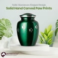thumbnail image 4 of Ottillie Paws Series Pet Cremation Urn - Medium, Marine Green Painted Finish/Horizontal Pewter Paws, 4 of 4