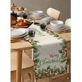 thumbnail image 3 of Table Runners 48 Inches Long Dress Scarves, Merry Christmas Farmhouse Kitchen/Dining Table Runner, Short Coffee Tablerunners, Holly Leaves Red Berries Xmas Pine Needles 13x48 Inch, 3 of 7
