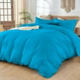 thumbnail image 2 of 800 Thread Count 3-PCs Duvet Set Soft & Cozy 100% Egyptian Cotton | Zipper Closure & Corner Ties | ( 1 Duvet Cover & 2 Pillow Shams ) ( Super King,{98"x108"} Solid Turquoise ), 2 of 5