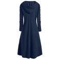 thumbnail image 2 of LEKODE cloak with sleeves renaissance cloak medieval cloak christmas cape Womens Fashion Hooded Plus Size Vintage Cloak High Low Sweater Blouse Tops Blue 5XL, 2 of 3