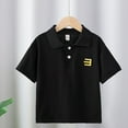 thumbnail image 2 of XUELUO Kids Boys Shirts & Tops Summer Letter Print Lapel Botton Down Short Sleeve Casual Tshirts Outwear,Black,9-10 Years, 2 of 4