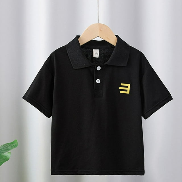 Enfants Garçons Polo Chemise Col Noir Garçon Chemise à Manches Courtes Chemises de Collation des Grades Polo d'Été Tenue Garçons 11-12 Ans