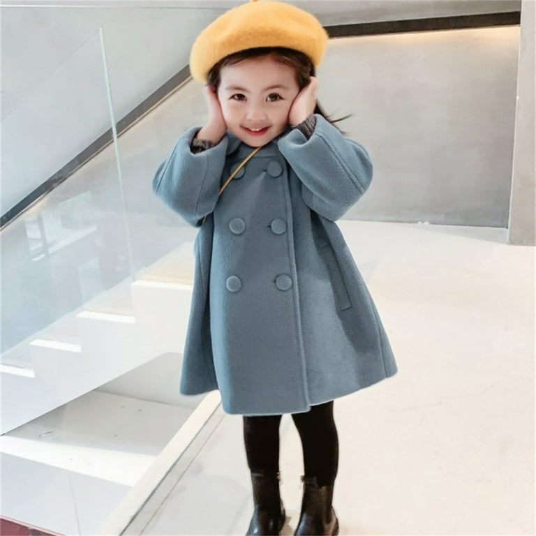 Kids Jackets Girls Size 5t Toddler Kids Baby Girls Boys Solid Coat Elegant Notched Collar Double Jacket Wool Coat Trench Coat Outerwear Toddler 4t
