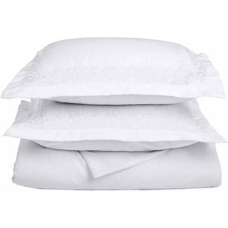 - Superior Light Weight and Super Soft Brushed Microfiber, Wrinkle Resistant Duvet Cover with Floral Lace Embroidered Pillow Shams