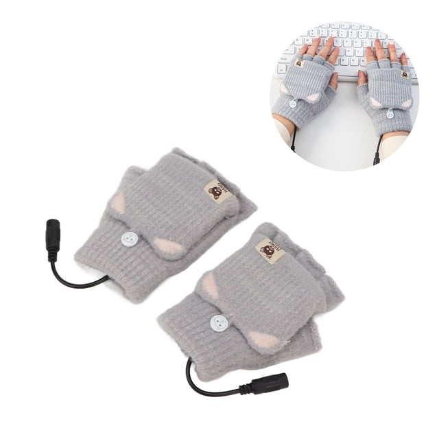 Guantes Con Calefaccio USB, Chip Calfactor, Diseño de Medio Dedo, Enchufe USB, Calefacción Uniforme, Adecuados para Trabajo de Oficina, Esquí, Ciclismo, Senderismo, Aventuras, Aventuras