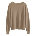 thumbnail image 4 of HNMKIU Knit Pullover Sweater Solid Color Round Neck Long Sleeve Loose Fit Casual Top With Sequins for Daily Wear and Womens Sweaters Khaki，S, 4 of 4