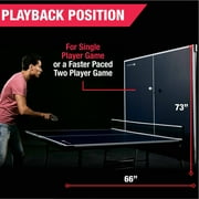 MD Sports Official Size Ping Pong Table Tennis Table, 4 Piece Foldable Design with Net & Accessories, Blue/White