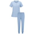 thumbnail image 3 of Scrubs for Women 2 Piece Set, Stretch Jogging Scrub Nurse Uniform Set, Comfortable Breathable Tops and Tapered Pants, 3 of 5