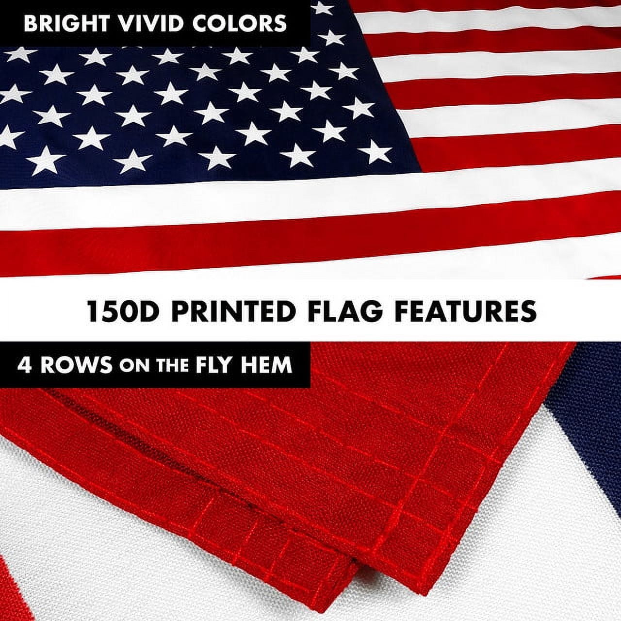 G128 Combo Pack: 6 Feet Tangle Free Spinning Flagpole (Black) USA American Flag 3x5 ft Printed 150D Brass Grommets (Flag Included) Aluminum Flag Pole