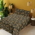 thumbnail image 2 of Ambesonne Floral Design Fitted & Flat Sheet with Shams 4 Pcs Set, Paisley Flowers Print, King, Pistachio Green Marigold, 2 of 5