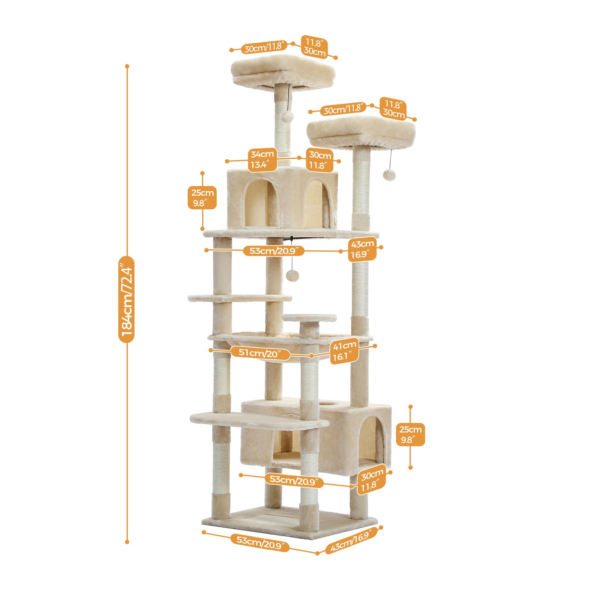 Pefilos 72" Cat Tree Tower for Large Cats, Indoor Cat Condo with Sisal-Covered Scratching Posts and Pads, 2 Padded Perch, Beige Pefilos 72" Cat Tree Tower for Large Cats, Indoor Cat Condo with Sisal-Covered Scratching Posts and Pads, 2 Padded Perch, Beige
