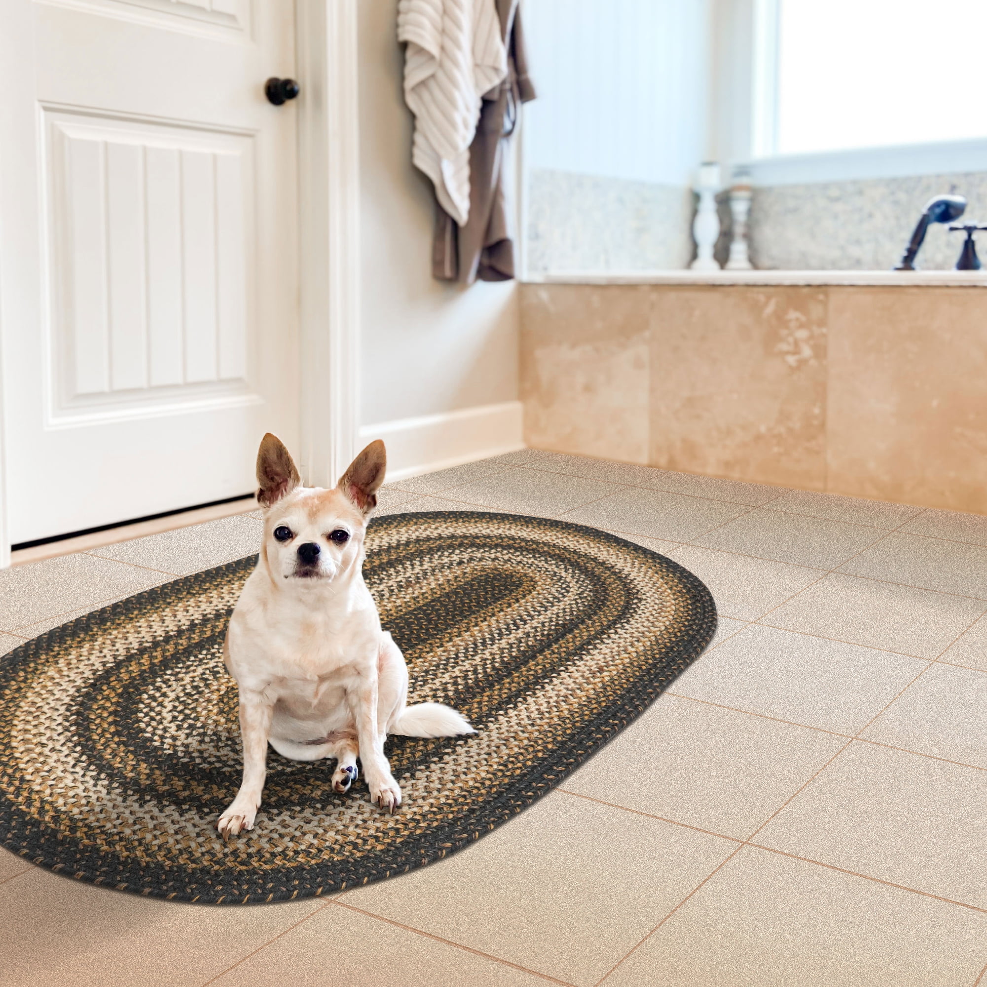 Kilimanjaro Black and Tan Braided Rugs 2x3 Rugs For Entryway And