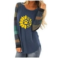 thumbnail image 2 of ICHUANYI Liquidación Moda Mujer Cuello Redondo Manga Larga Estampado Patchwork Casual Camiseta Blusa ICHUANYI WER202308232556, 2 of 8