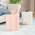 thumbnail image 3 of PINPLUS Ottoman Teddy Velvet Modern Round Ottoman Upholstered Foot Stool Clover Shape Teddy Vanity Chairs for Dorm 14in PINK, 3 of 7