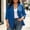 *Blue, variant on ClodeEU Women's Plus Size 3/4 Sleeve Blazer with Shoulder Pads,Lightweight Casual Lapel Cardigan Jacket with Lining Black,Women's Plus L
