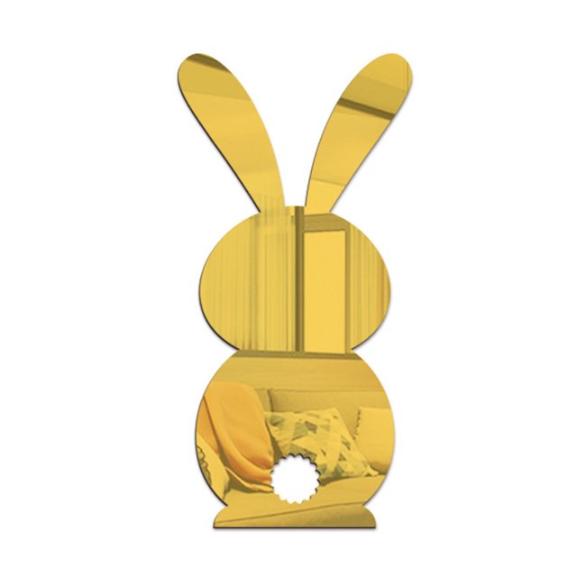Flmtop Decorative Wall Sticker Attractive Solid Color DIY Mirror Rabbit Shape Tile Decals Home Decor