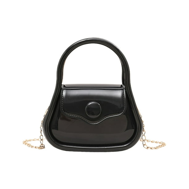 Sonducket Bolso de mano para mujer a la moda, resistente al agua, paquete de gelatina de macarrón con correas para los hombros, bolso de moda Bolsas de mensajero y de hombro negro