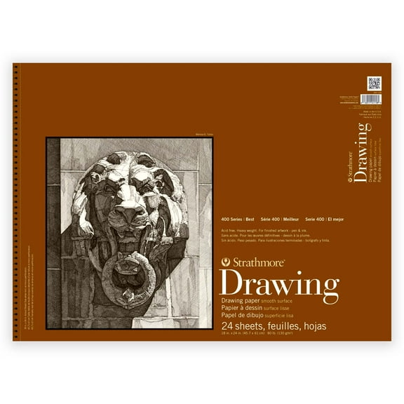 Strathmore Drawing Paper Pad, 400 Series, Smooth Surface, 18 in x 24 in