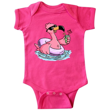 

Inktastic Flamingo with Sunglasses Pool Float and Drink Gift Baby Boy or Baby Girl Bodysuit