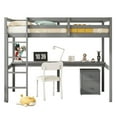 thumbnail image 2 of Noble House Eliot Twin Loft Bed with Built-in Desk, Storage Cabinet with Drawers and Ladder, Pine Wood Frame with Guardrails, Grey, 2 of 19
