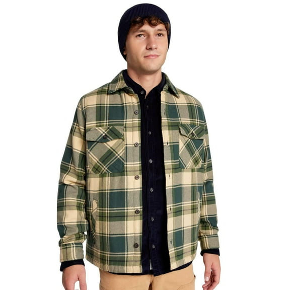 Alpine Design Mens Quilted Lined Plaid Shirt Jacket, Large, Green Mountain Plaid