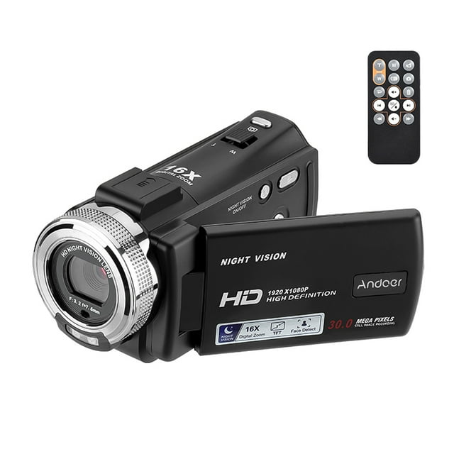 a de vídeo de grabación de zoom digital Videocámara portátil con pantalla LCD giratoria de 3,0 pulgadas Máx. Soporte de 30 megapíxeles para visión nocturna Detección de rostro para embellecer la cara Andoer-2 Cámara de video digital